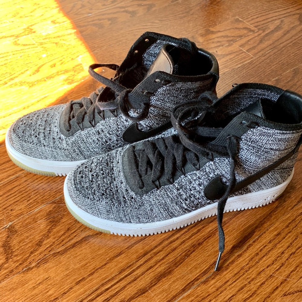 Nike Air Force high-tops; knit fabric